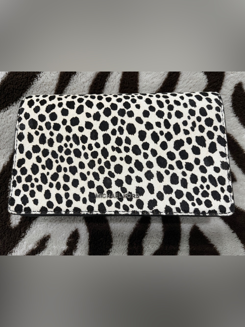 NEW!! Michael Kors Animal Print Jet Set Small Calf Hair Flap Chain Crossbody - Picture 3 of 14